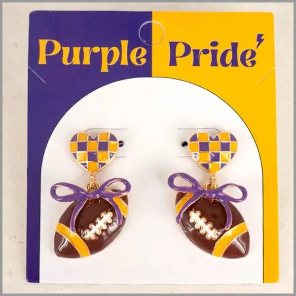 Purple & Gold Football Stud Drops - Image 3