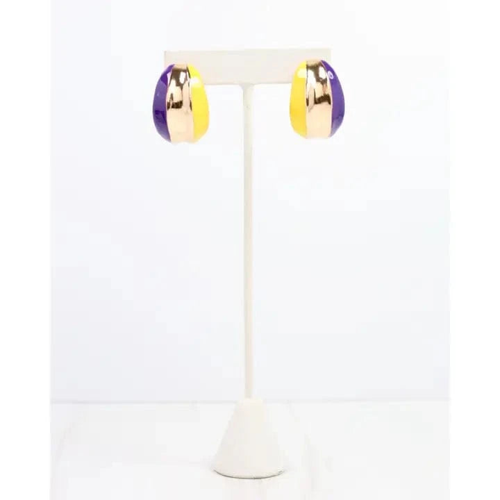 Purple & Gold Chunky Hoops - Image 4