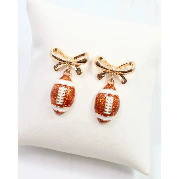 Bow Football Stud Drop Earrings - Image 3
