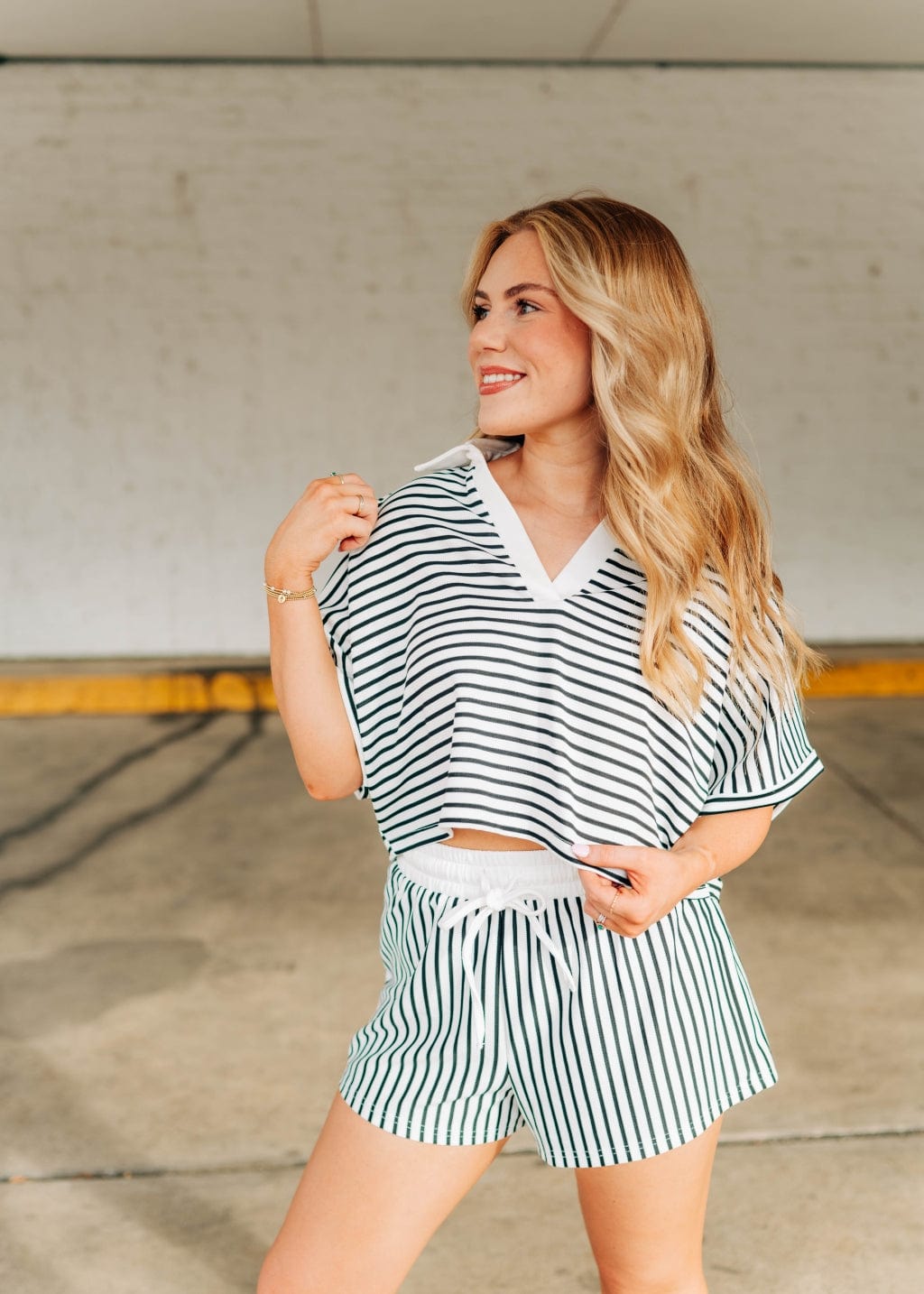 Black & White Striped Short Set