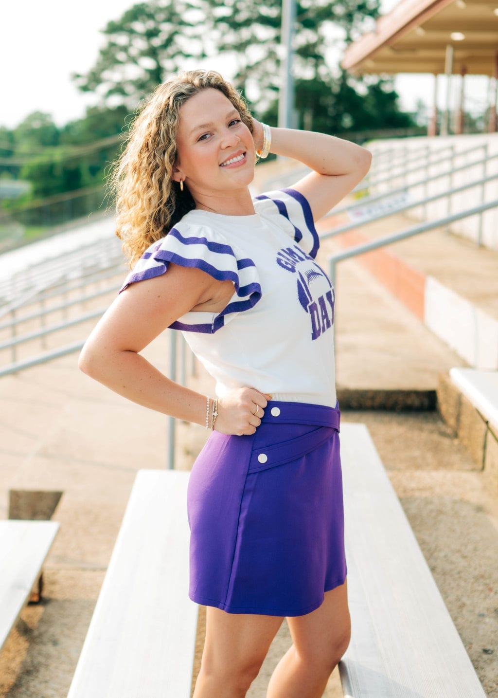 Purple Gameday Ruffle Knit Top - Image 4