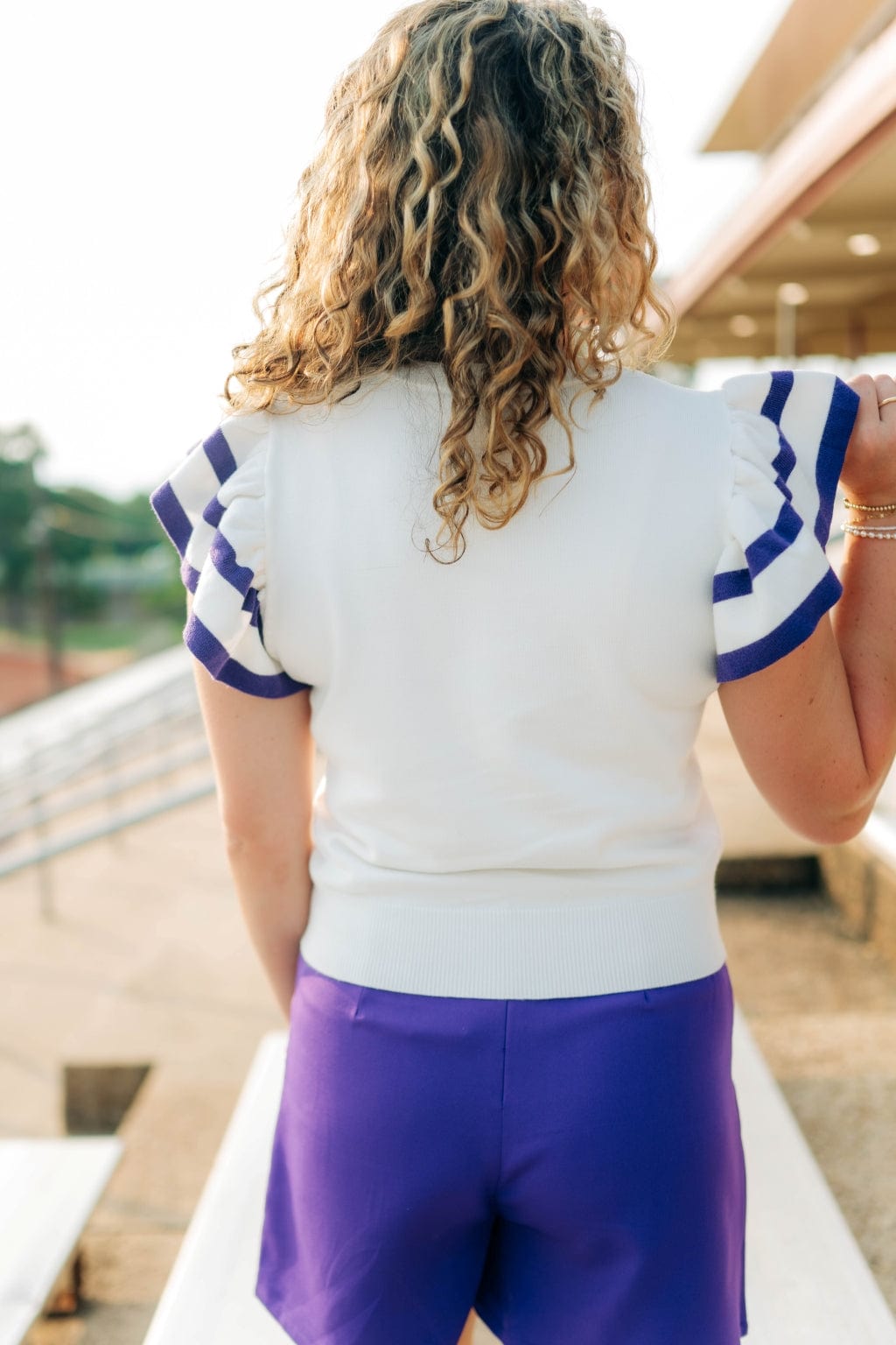 Purple Gameday Ruffle Knit Top - Image 2