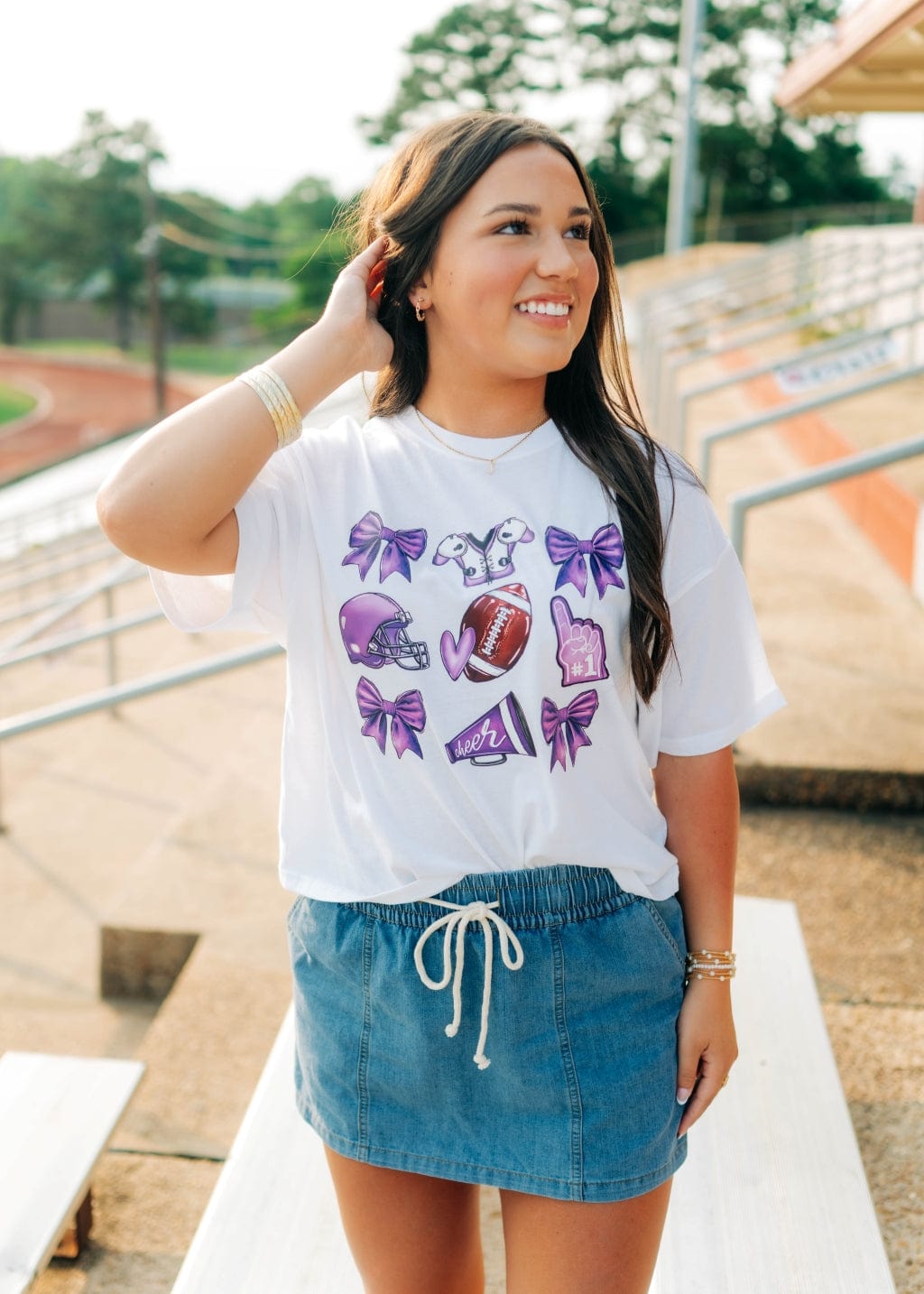 White Coquette Football Relaxed Short Tee