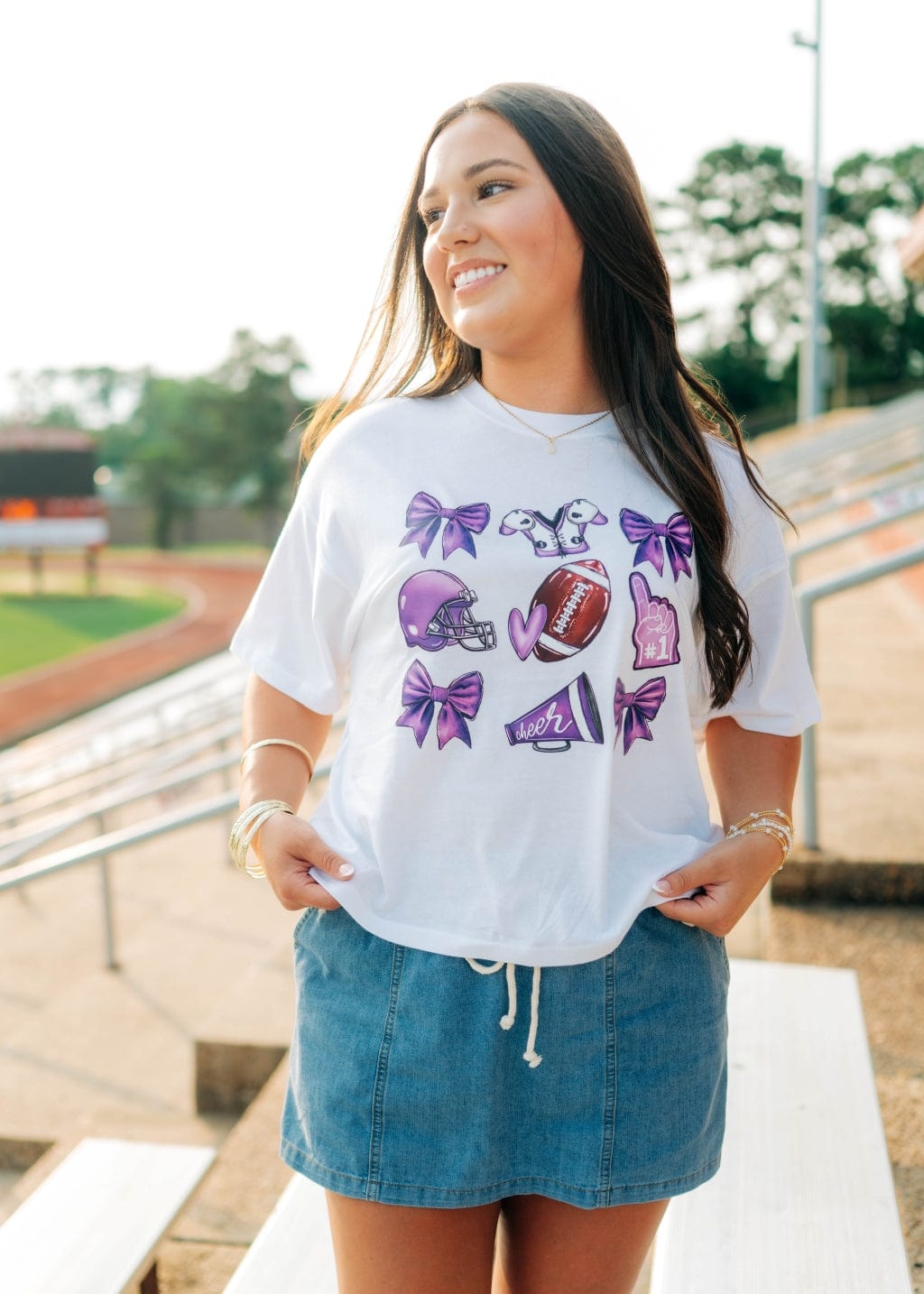 White Coquette Football Relaxed Short Tee - Image 6