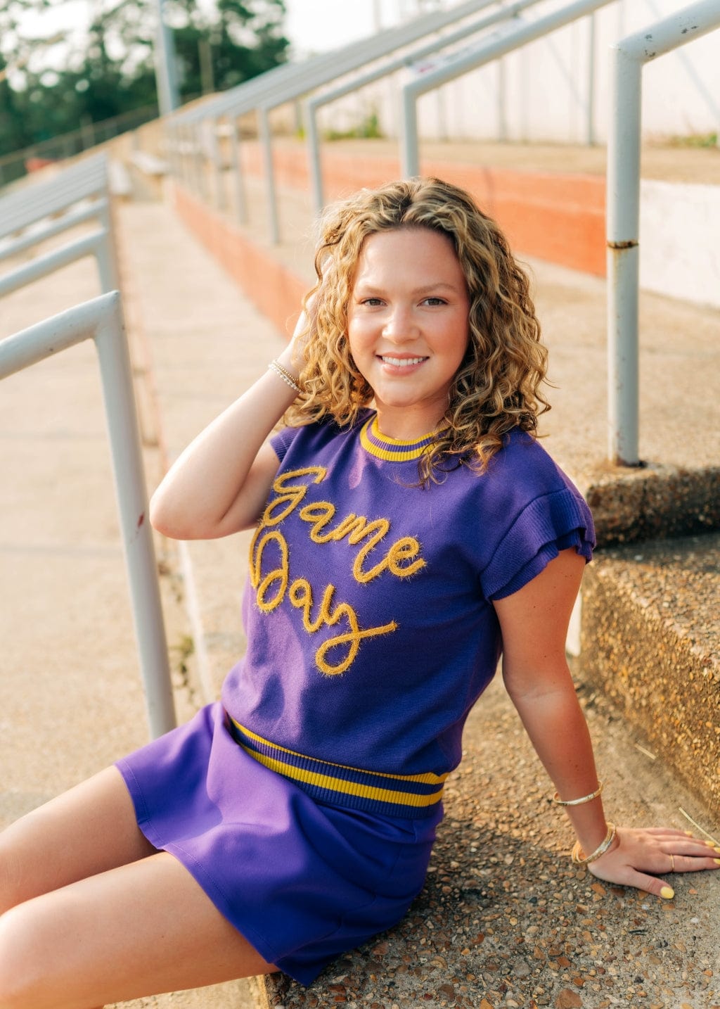Purple Gameday Tinsel Knit Top