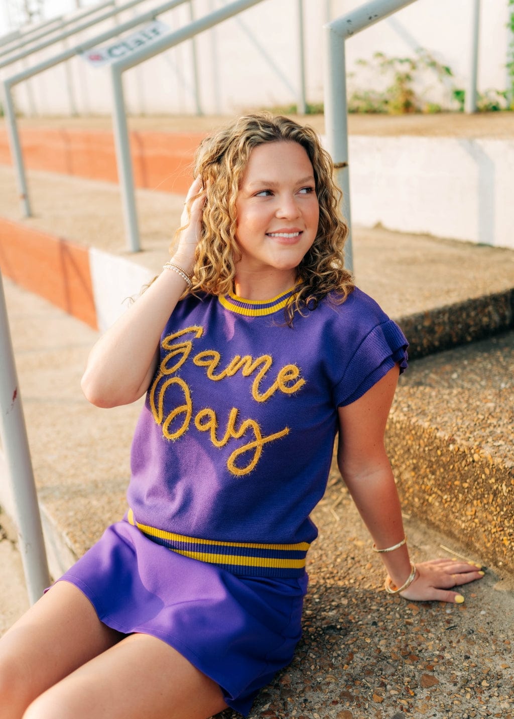 Purple Gameday Tinsel Knit Top - Image 5