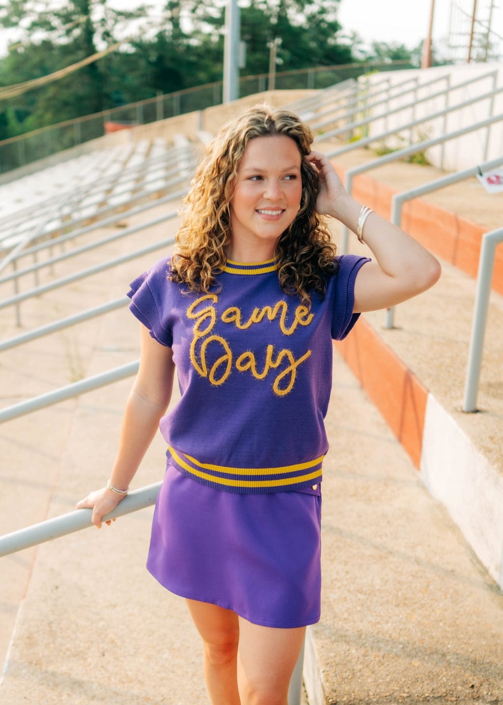 Purple Gameday Tinsel Knit Top - Image 4
