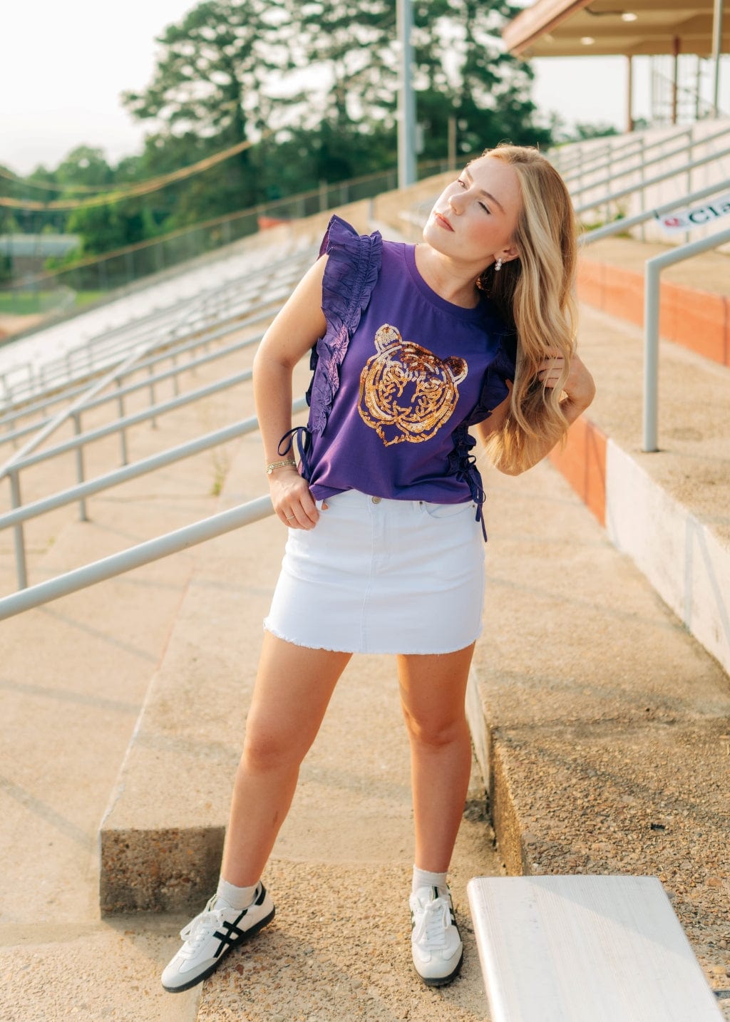 Purple & Gold Sequin Tiger Top - Image 4