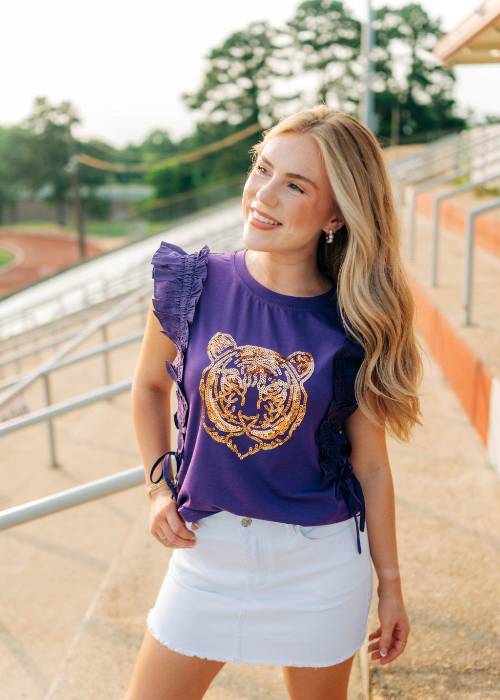 Purple & Gold Sequin Tiger Top