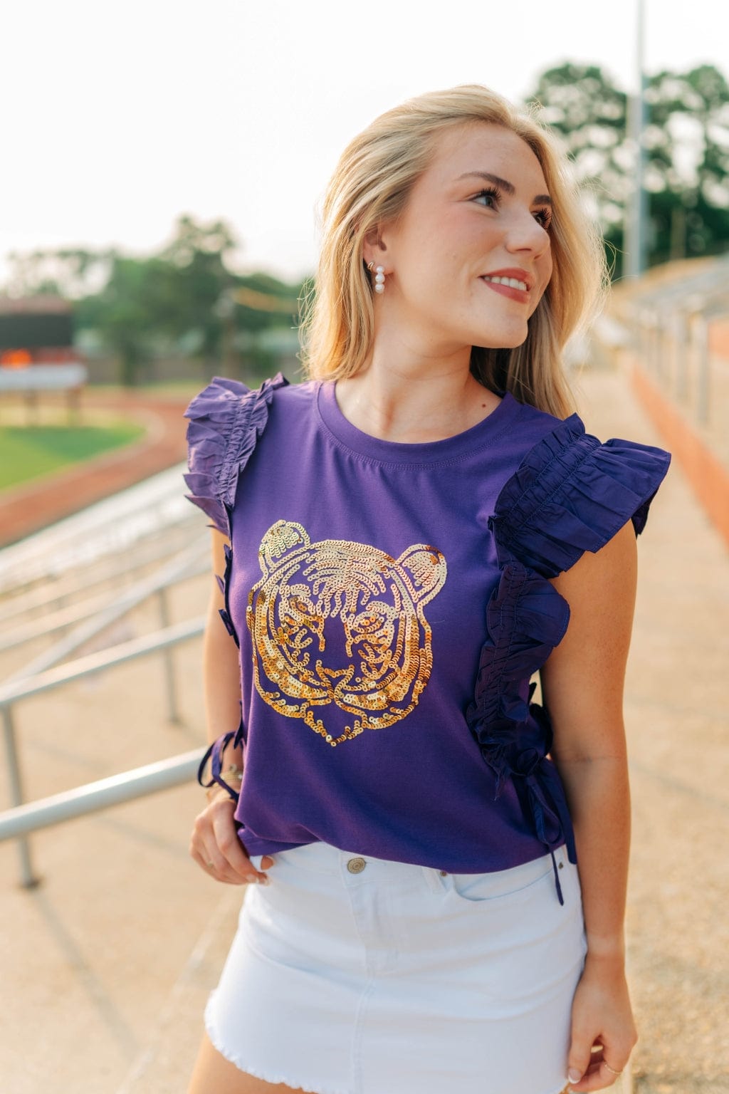 Purple & Gold Sequin Tiger Top - Image 6