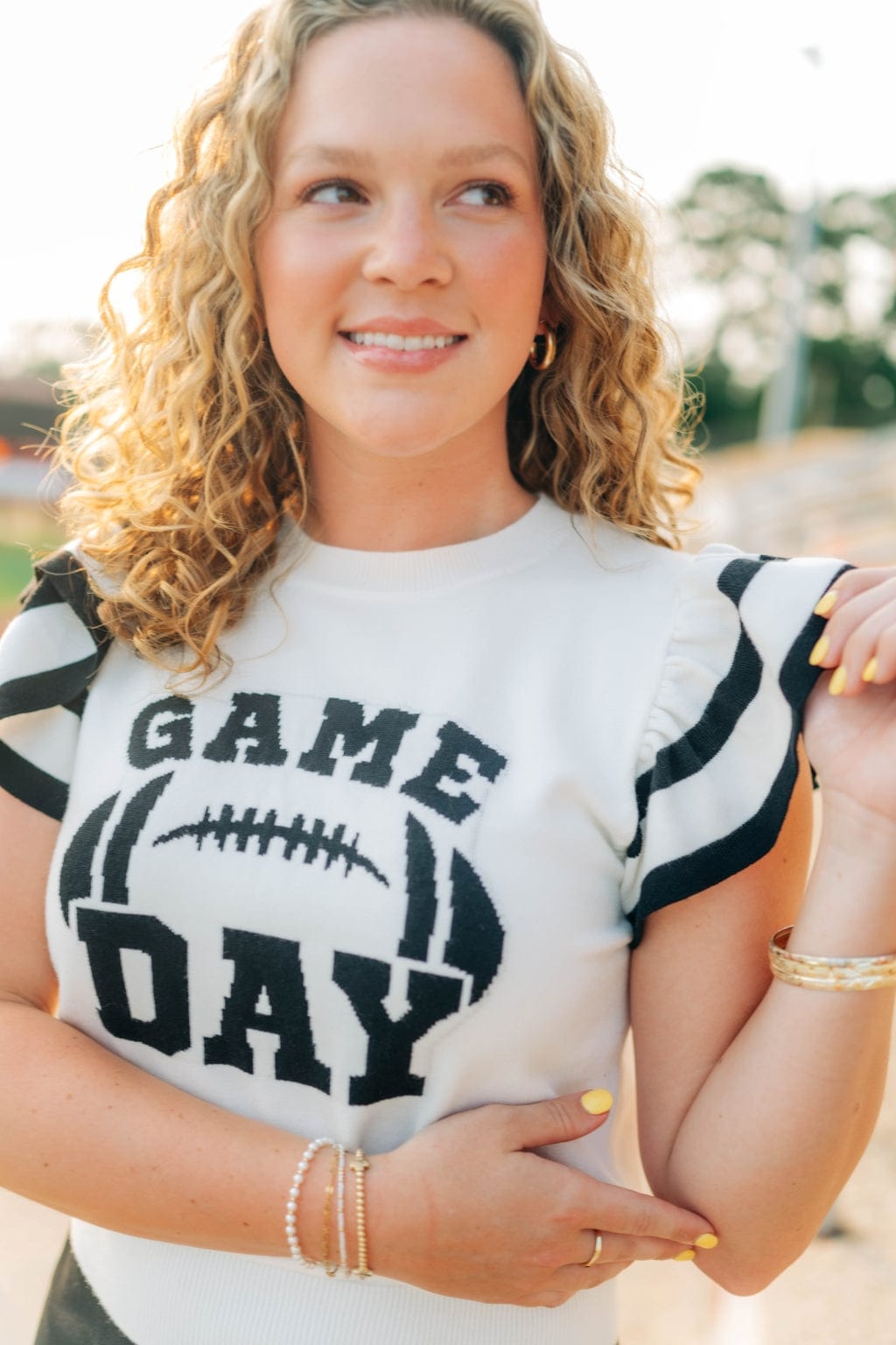 Black Gameday Ruffle Knit Top - Image 4