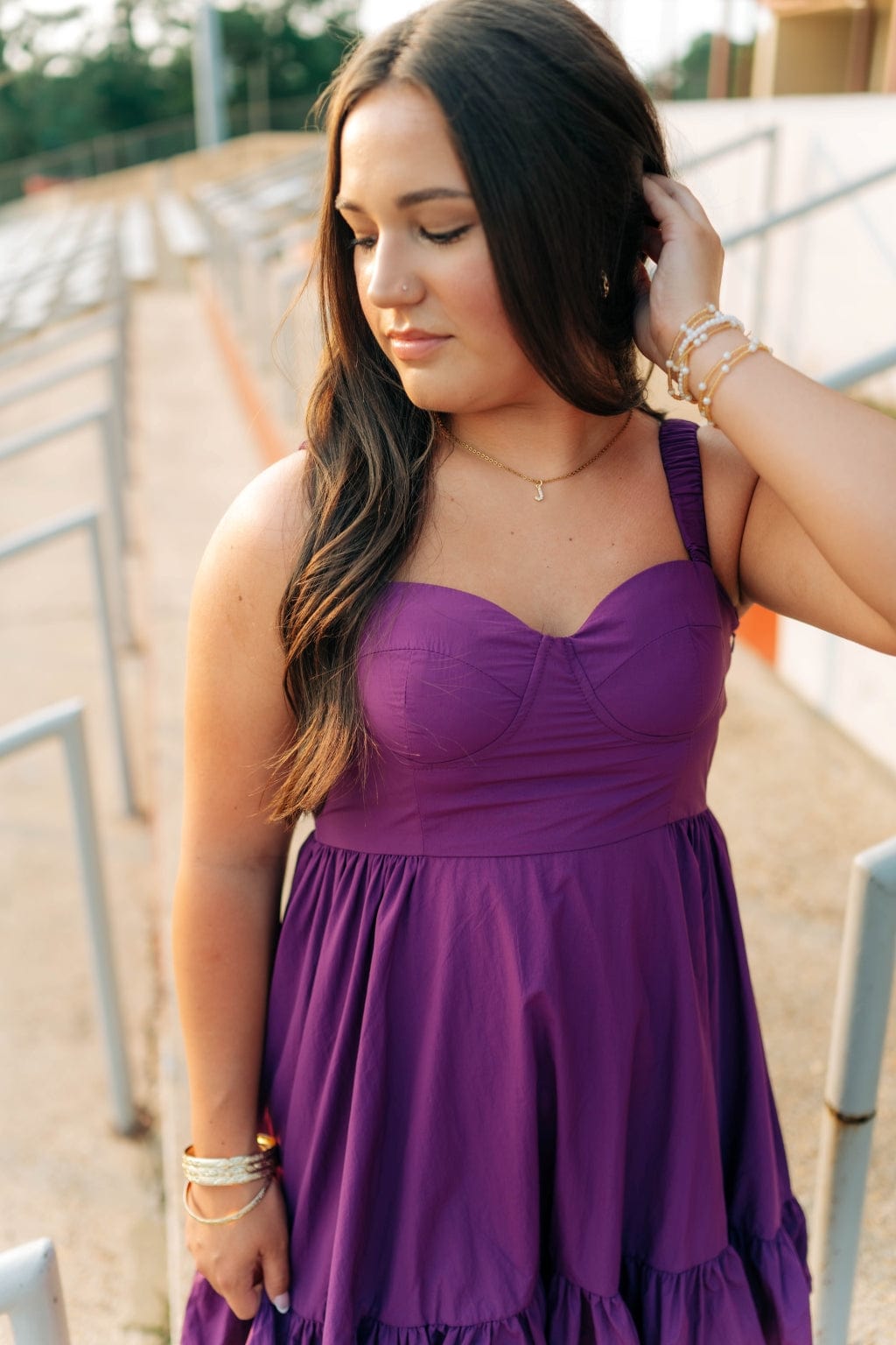 Purple Ruffle Hem Bustier Mini Dress - Image 4