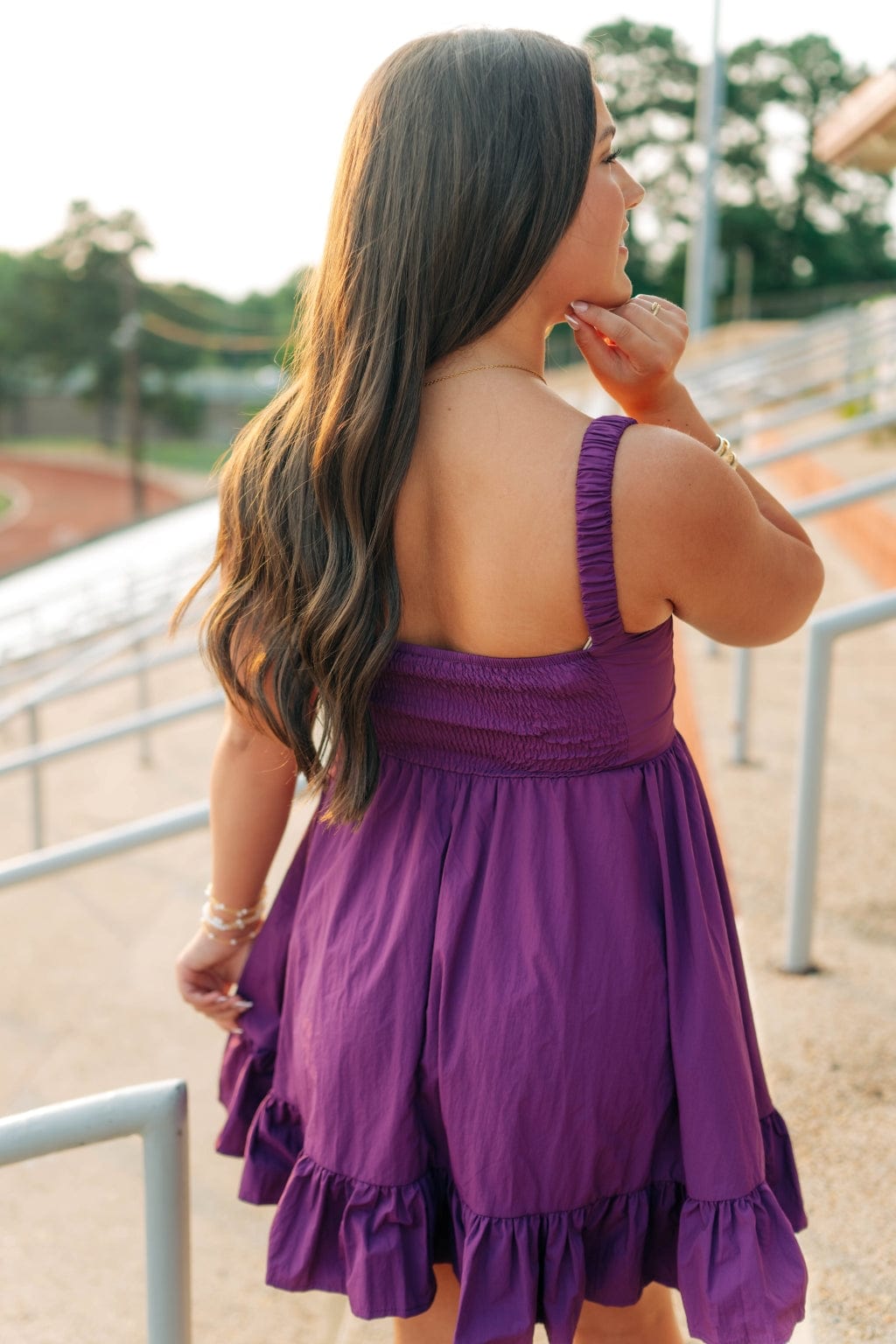 Purple Ruffle Hem Bustier Mini Dress - Image 2
