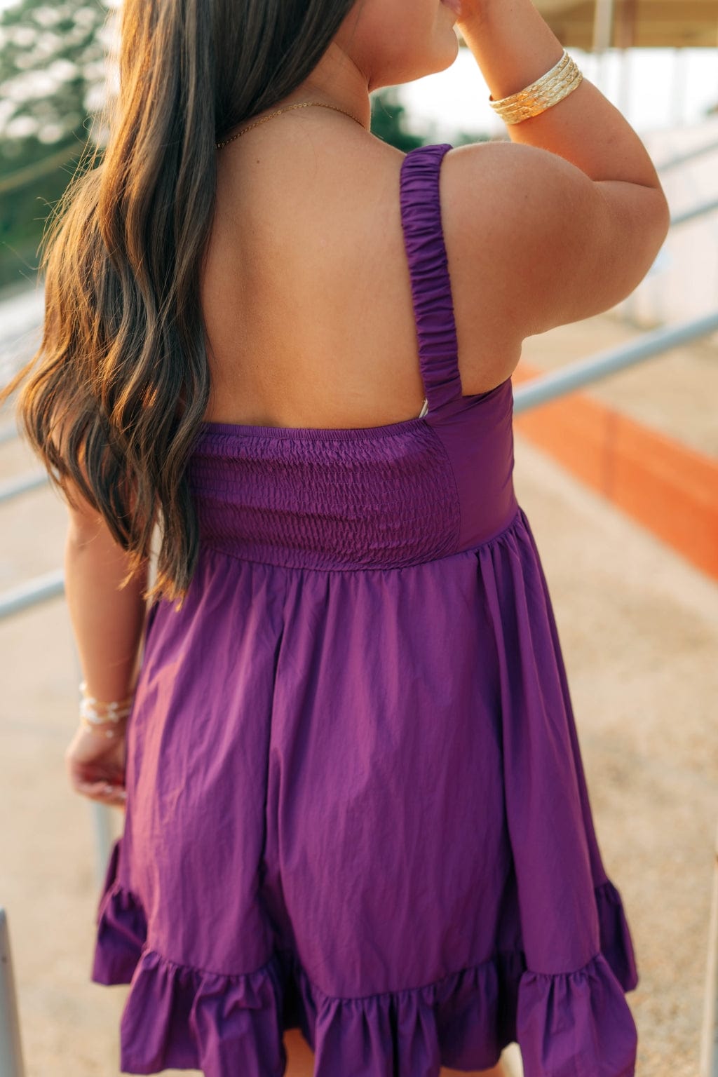 Purple Ruffle Hem Bustier Mini Dress - Image 5