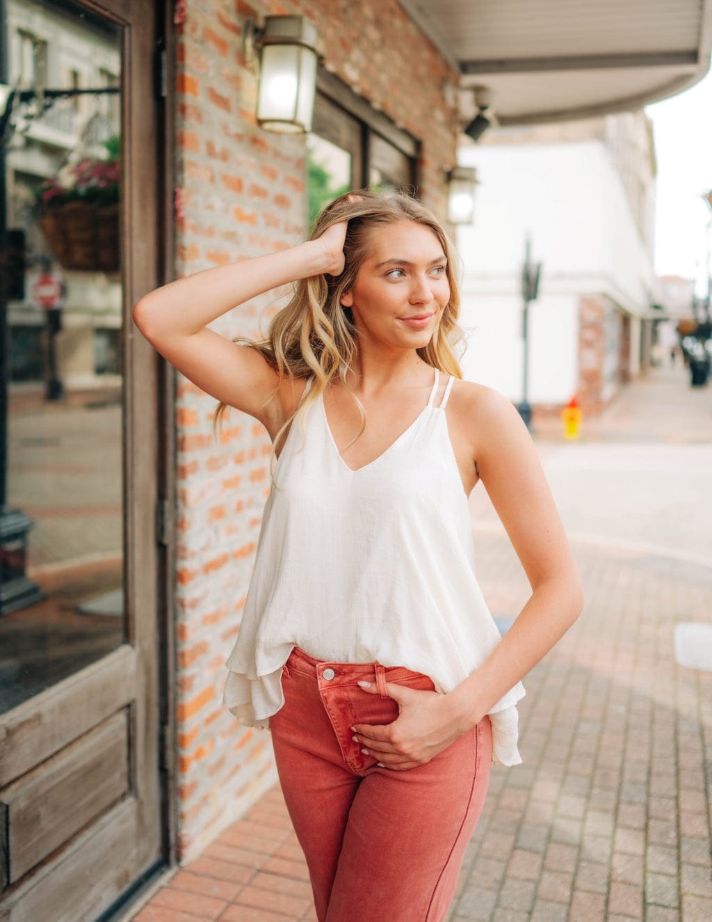 Cream Textured Double Layer Cami - Image 4