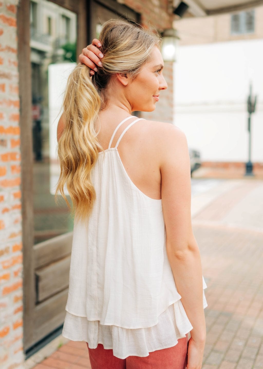 Cream Textured Double Layer Cami - Image 2