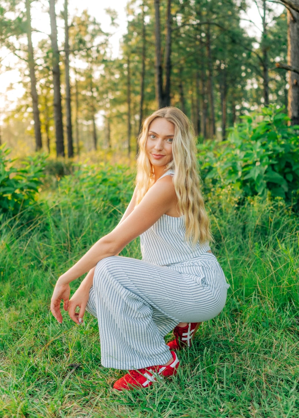 Blue Striped Flowy Pant Set - Image 4