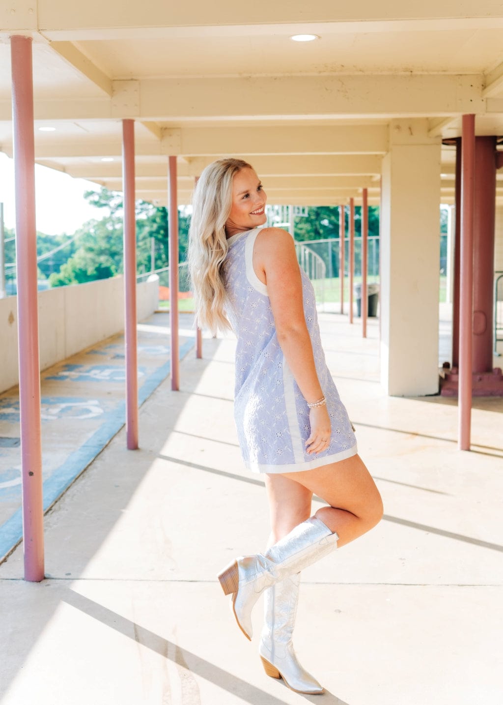 Lavender Eyelet Lace Mini Dress - Image 6