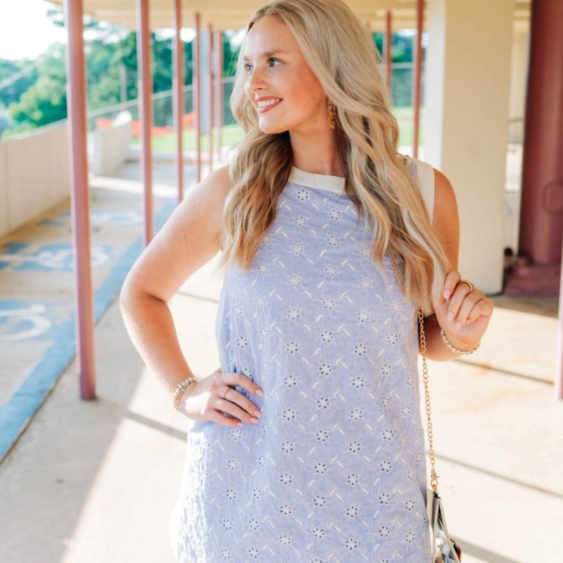 Lavender Eyelet Lace Mini Dress