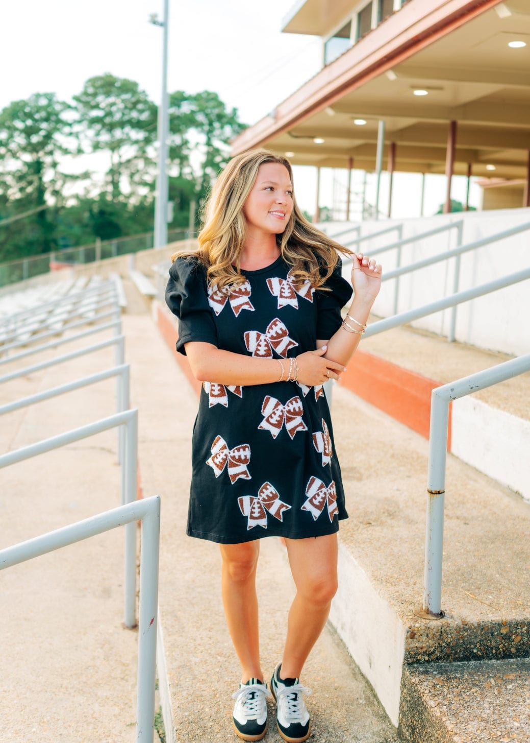 Black Football Bow Patch Mini Dress - Image 6