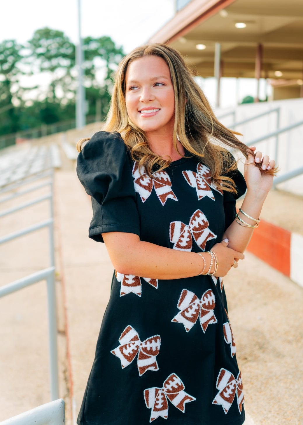 Black Football Bow Patch Mini Dress - Image 3
