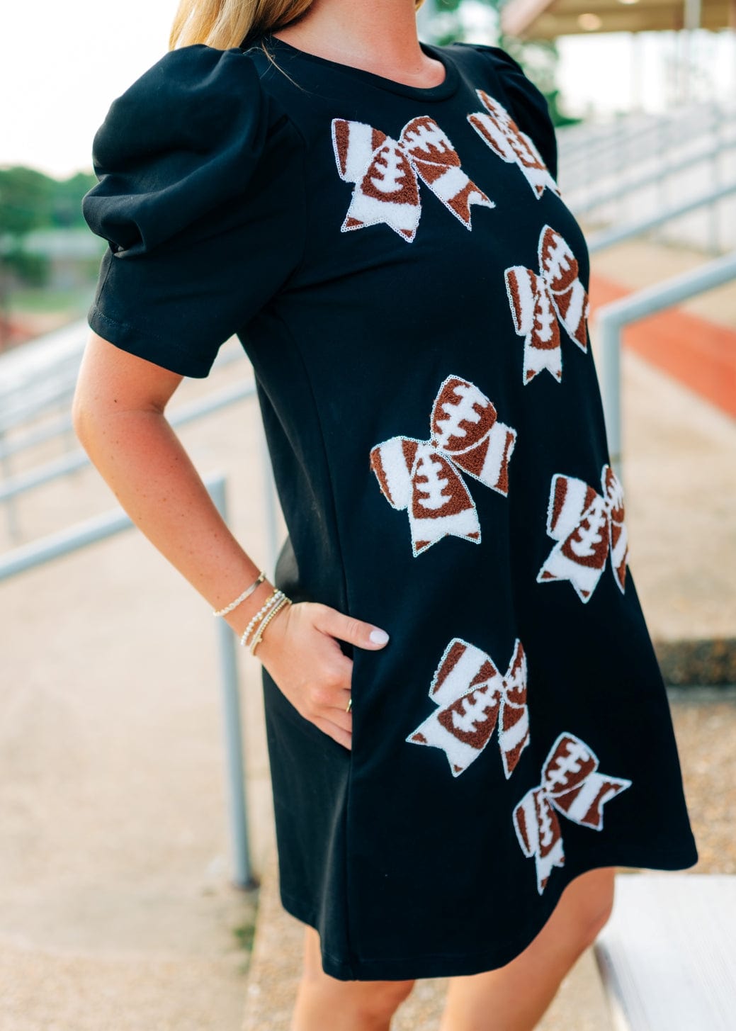 Black Football Bow Patch Mini Dress - Image 4
