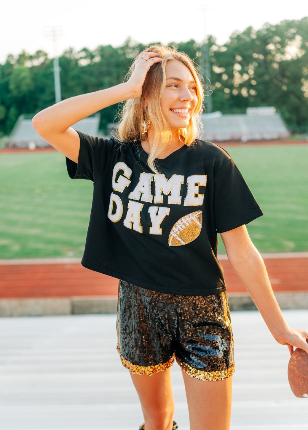 Black Gameday Football Patch Top