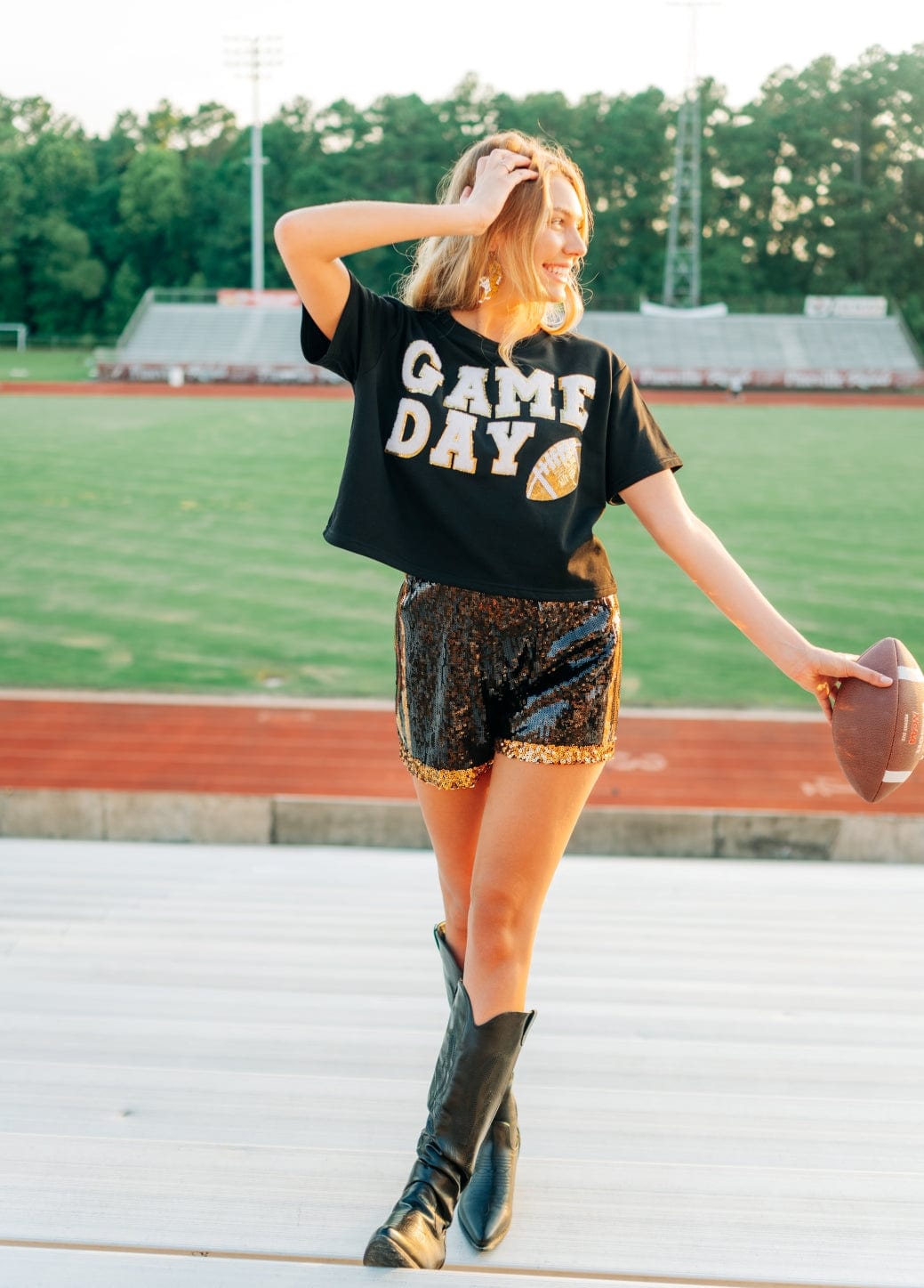 Black Gameday Football Patch Top - Image 6