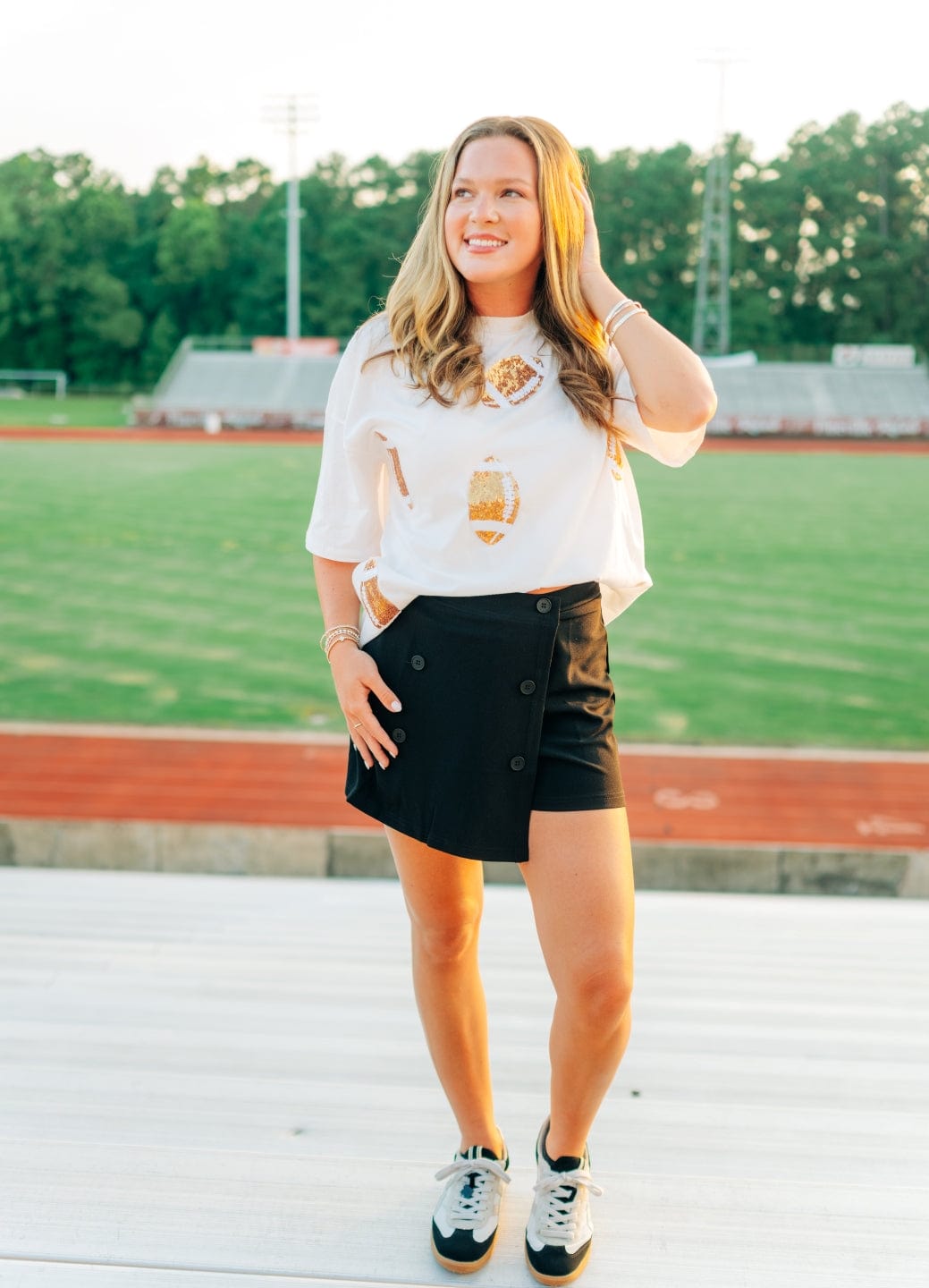 White Sequin Multi Football Patch Tee - Image 4