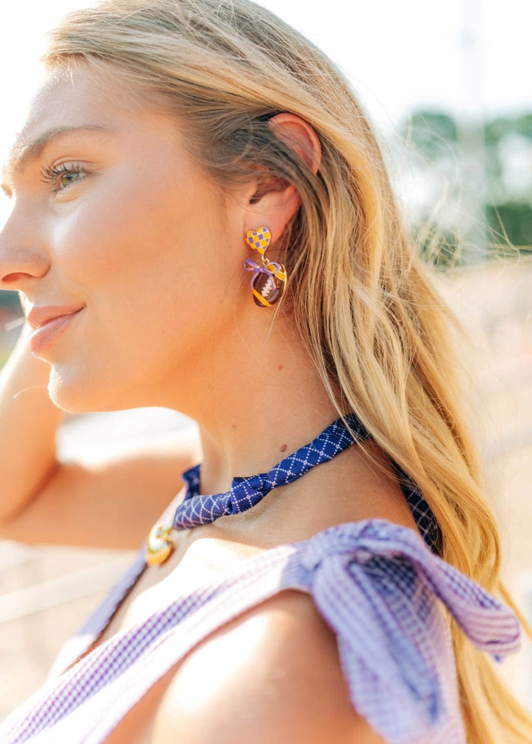 Purple & Gold Football Stud Drops - Image 2