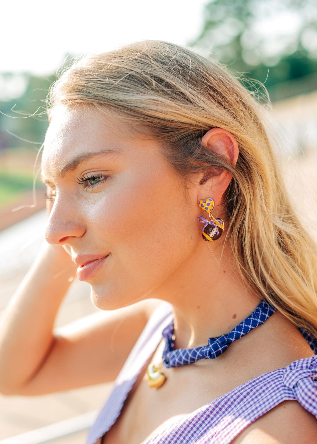 Purple & Gold Football Stud Drops