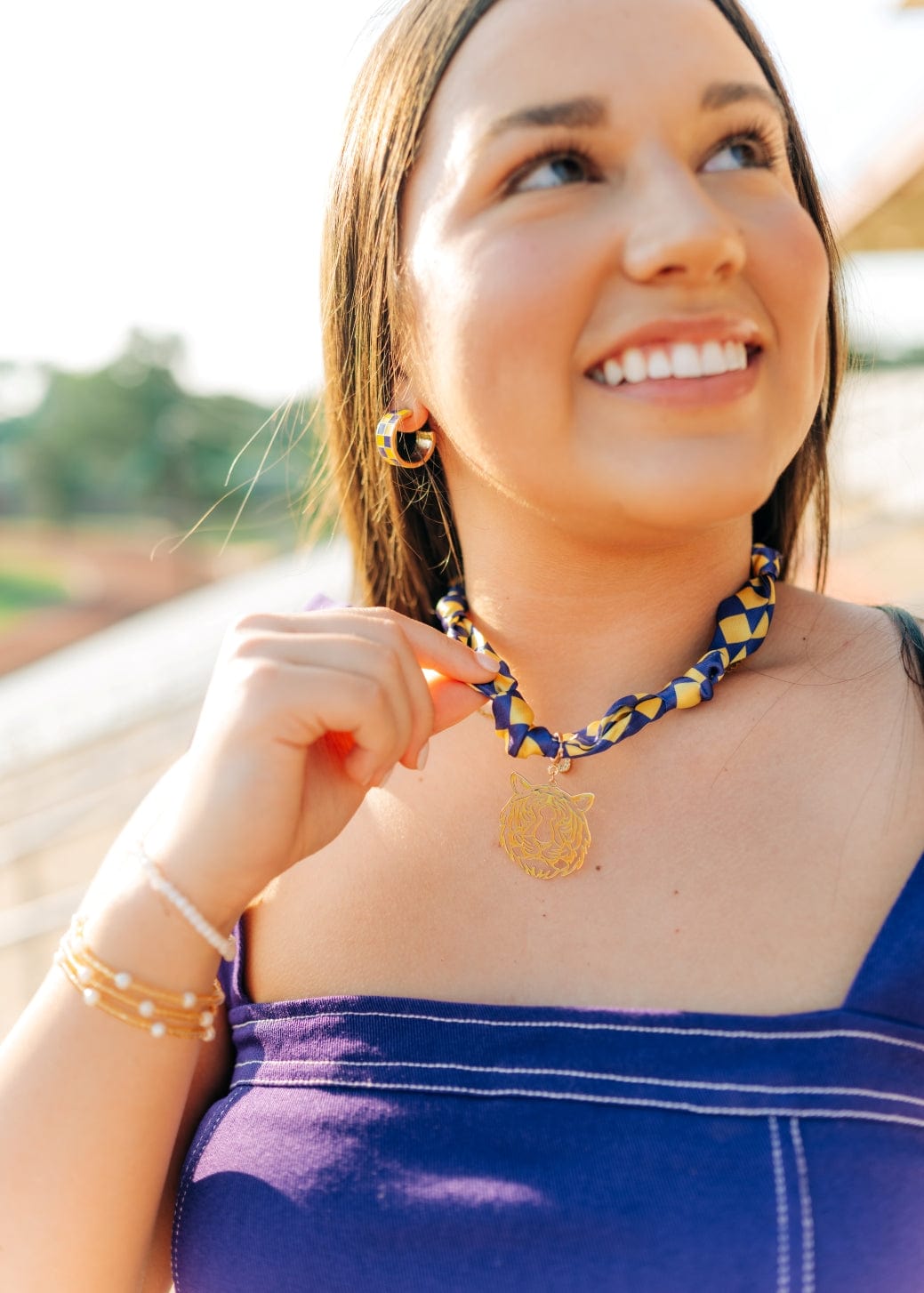 Purple & Gold Tiger Scarf Necklace - Image 2