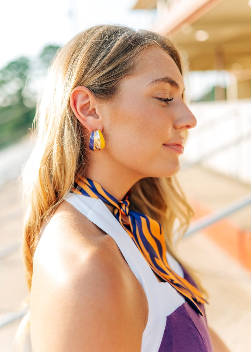 Purple & Gold Chunky Hoops - Image 2