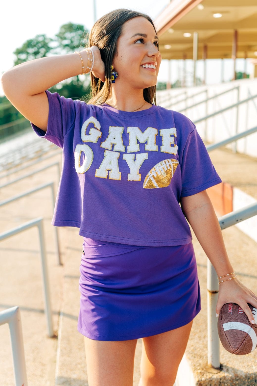 Purple Gameday Football Patch Top - Image 5