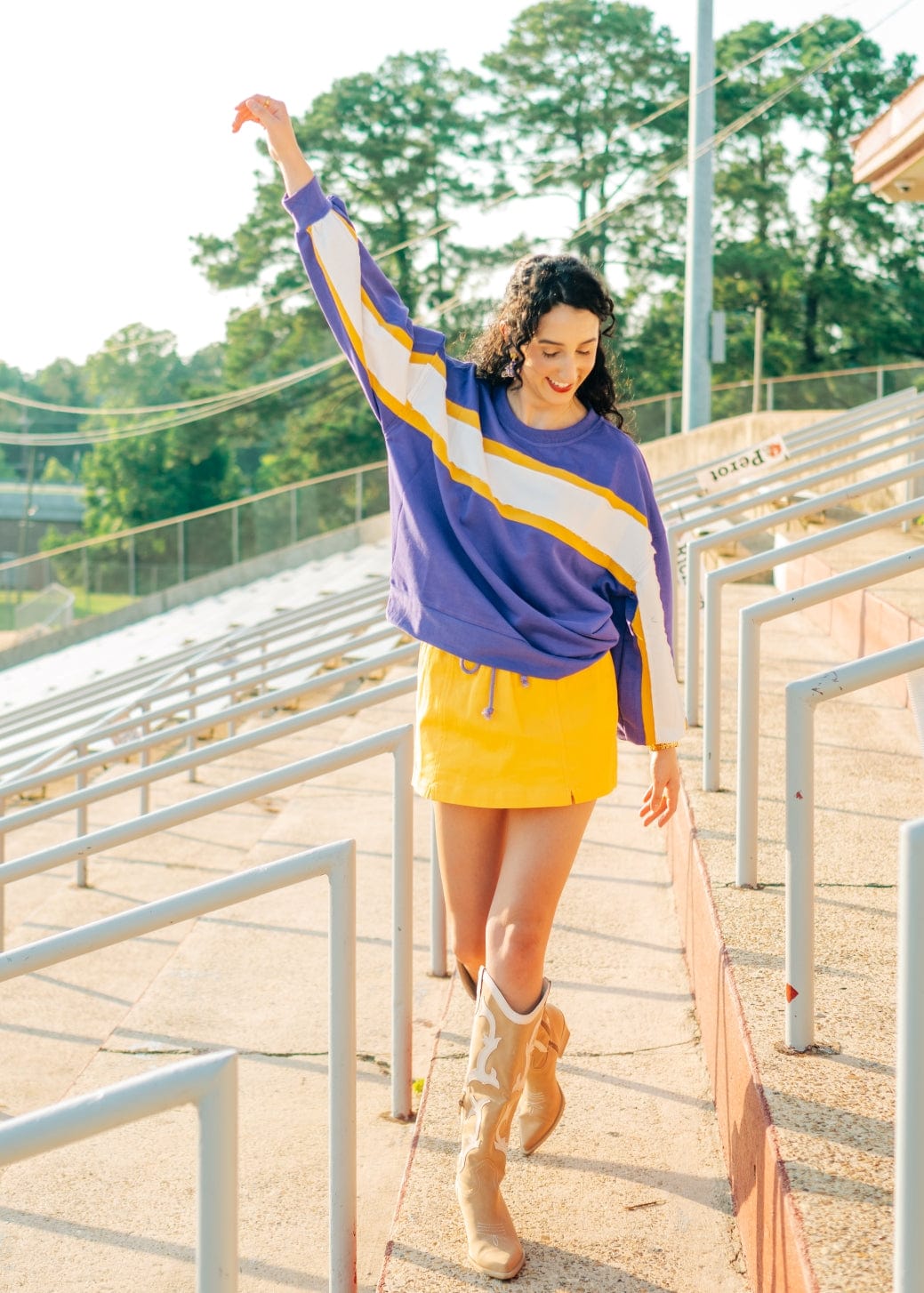Purple & Gold Varsity Longsleeve Top - Image 3