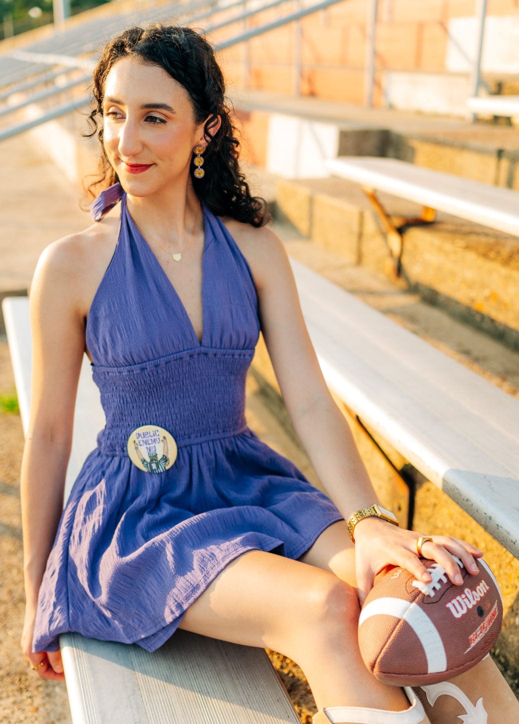 Purple Halter Neck Smocked Romper