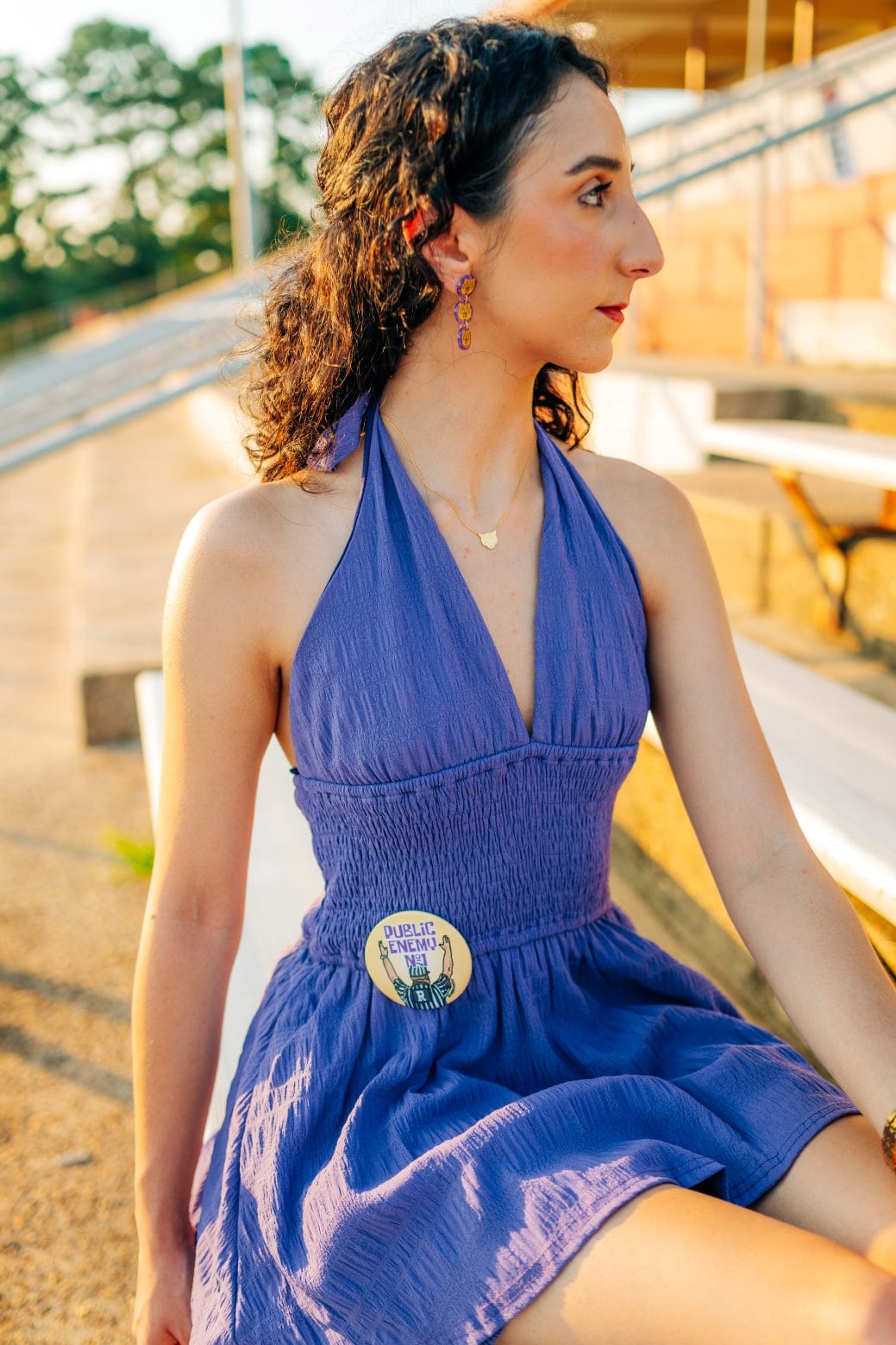 Purple Halter Neck Smocked Romper - Image 5