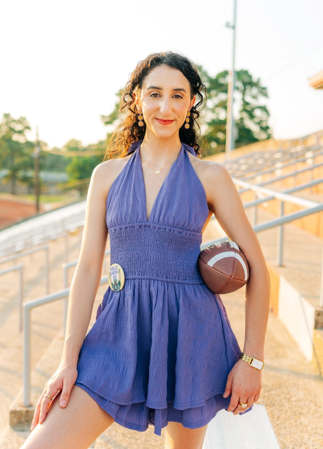 Purple Halter Neck Smocked Romper - Image 3