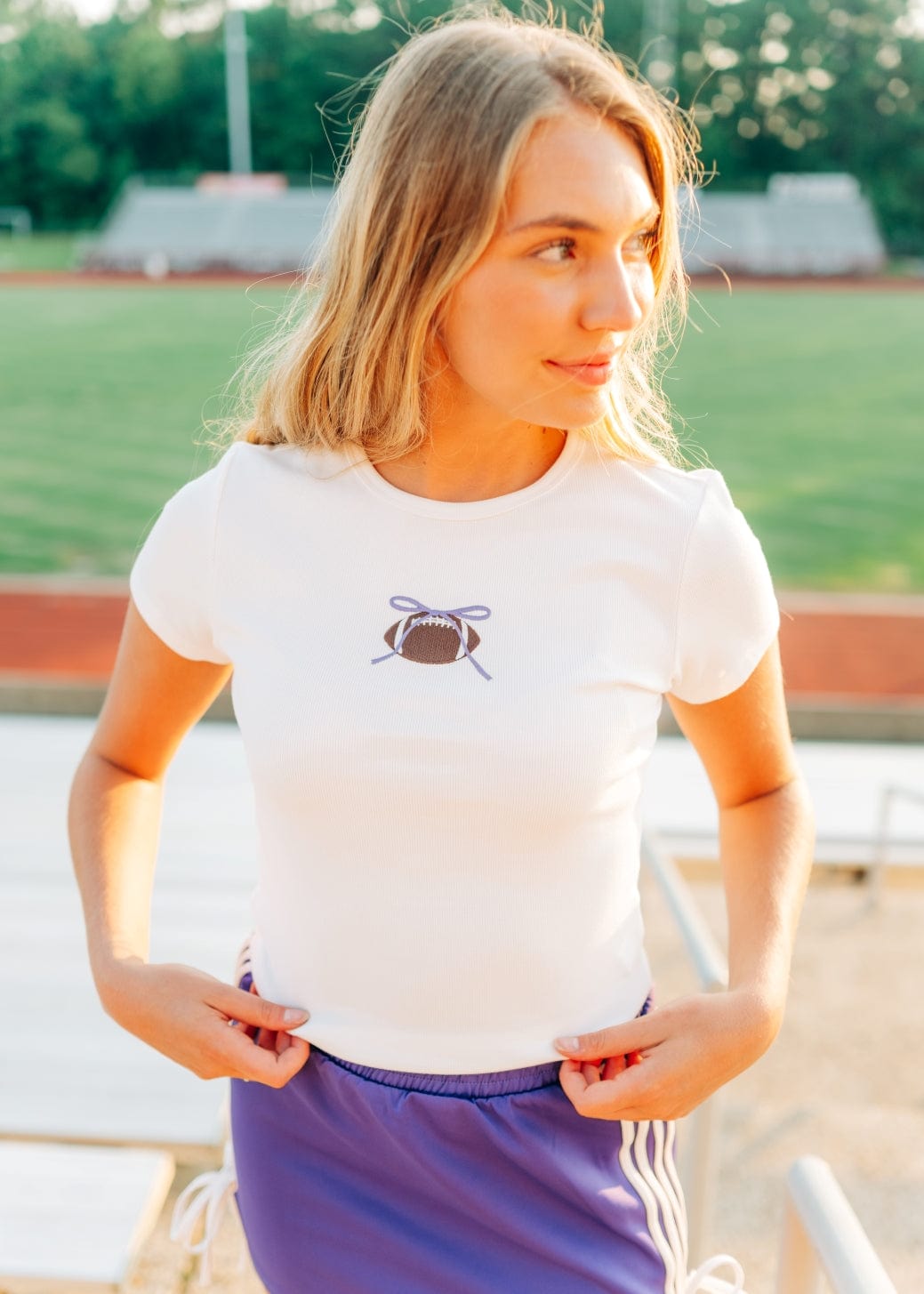 White Football Bow Tee - Image 3