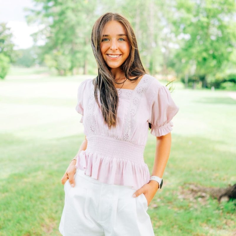 Lilac Eyelet Lace Square Neck Blouse