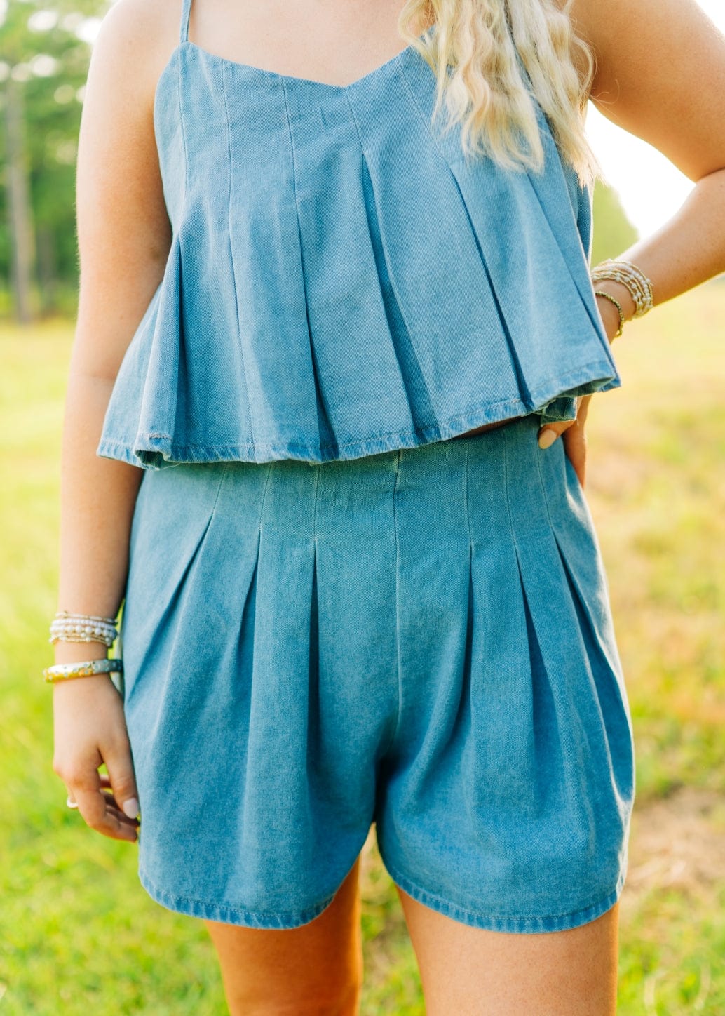 Denim Pleated Skort Set - Image 3