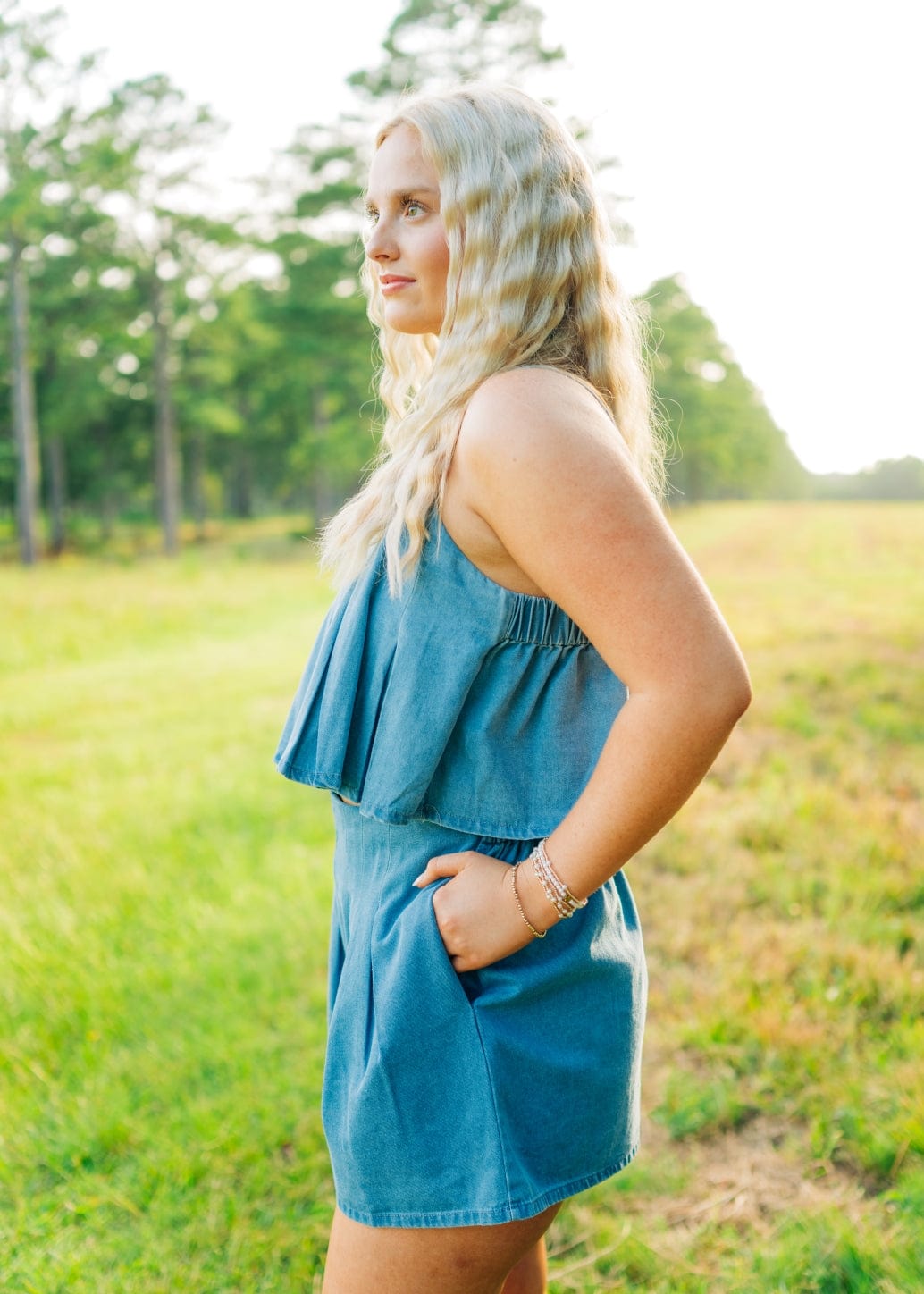 Denim Pleated Skort Set - Image 5