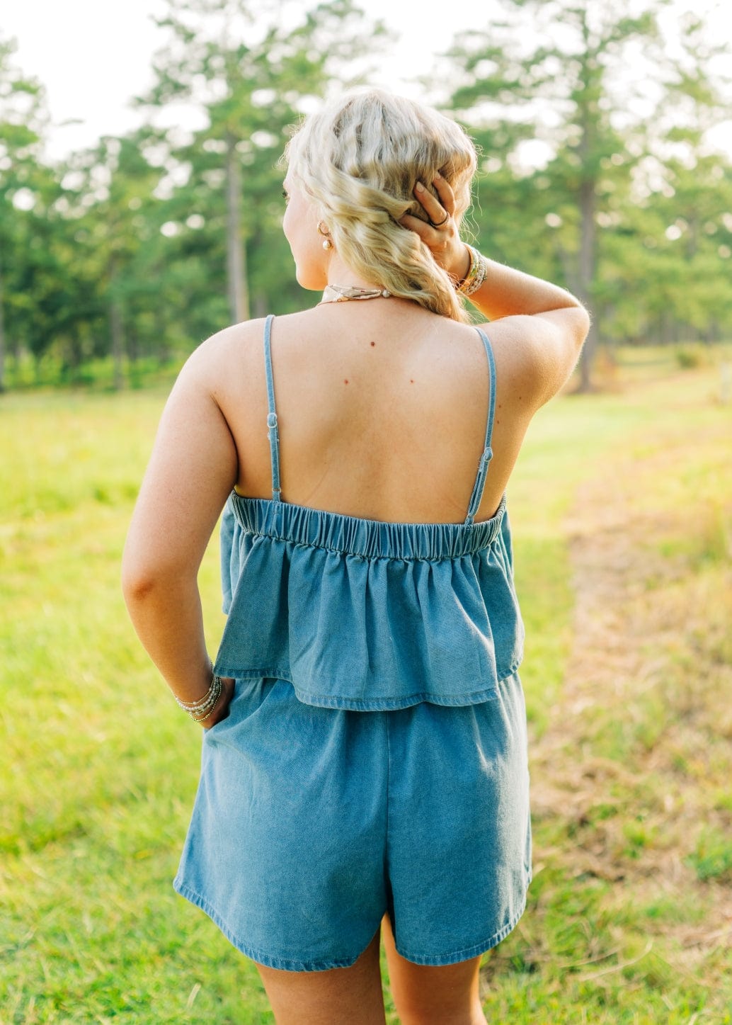 Denim Pleated Skort Set - Image 2