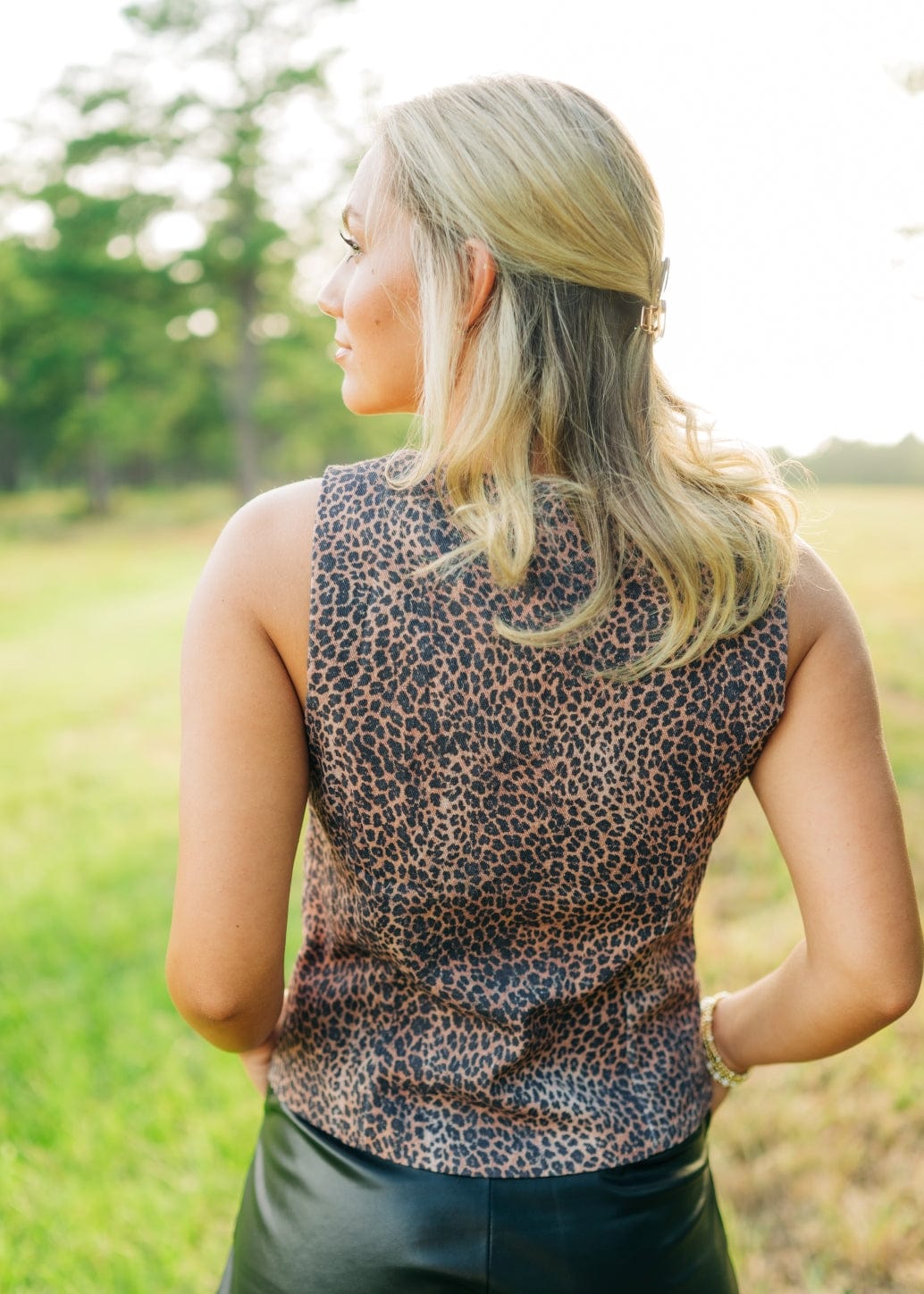 Leopard Tie Front Vest Top - Image 2