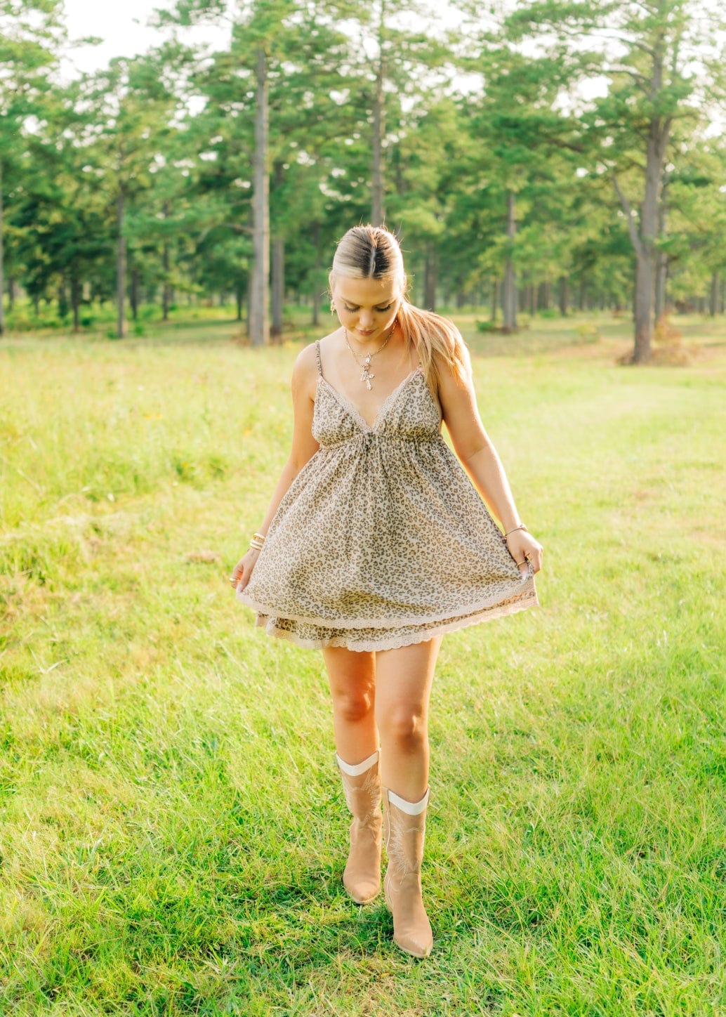 Leopard Lace Trim Mini Dress - Image 5