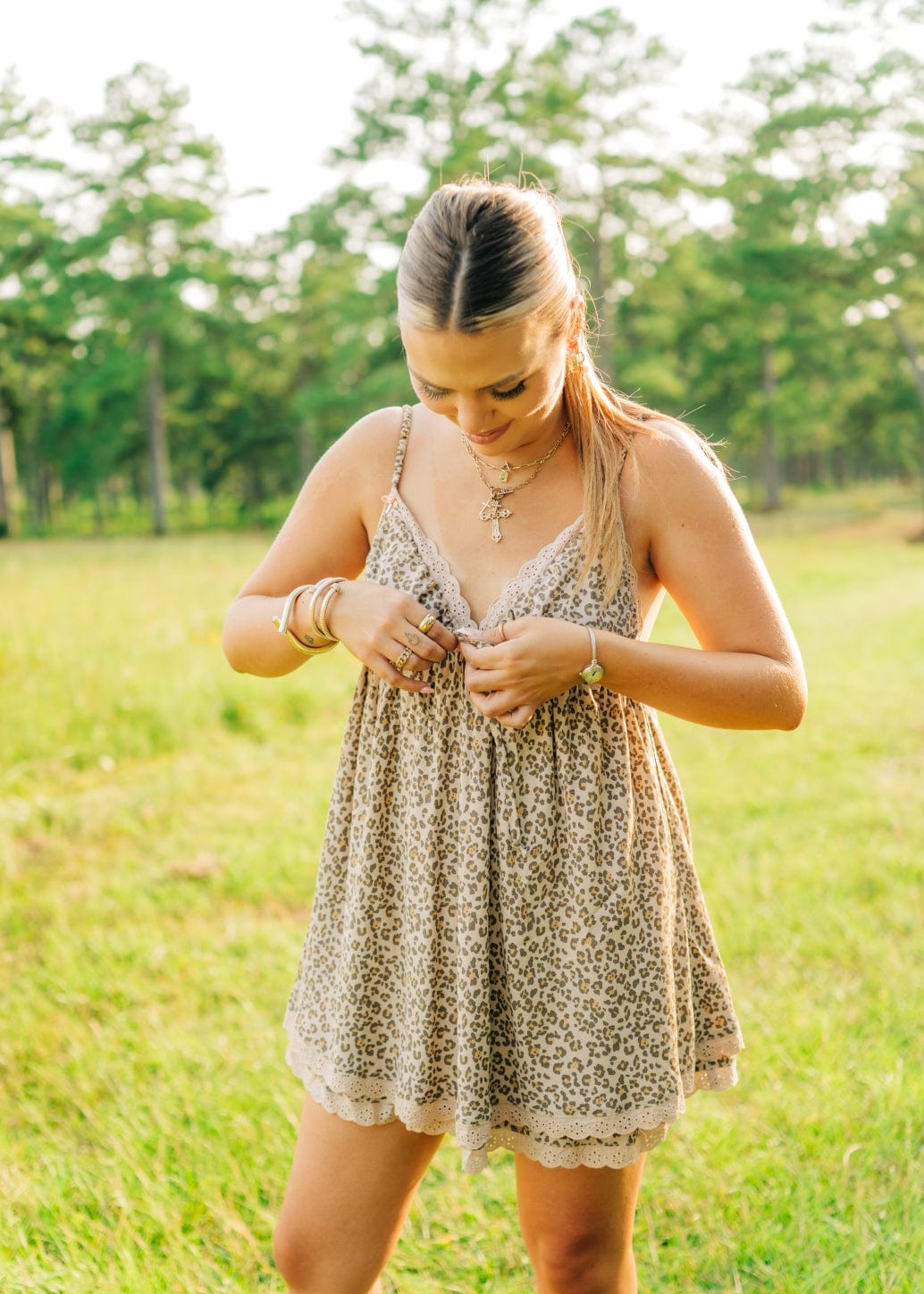 Leopard Lace Trim Mini Dress - Image 3