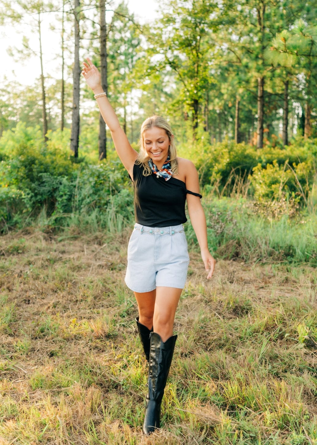 Black Twist Draped Shoulder Top - Image 4