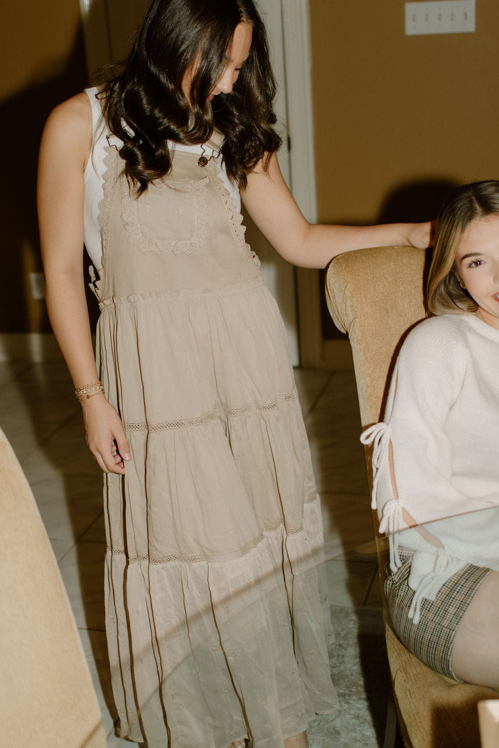 Taupe Overall Tiered Maxi Dress - Image 3