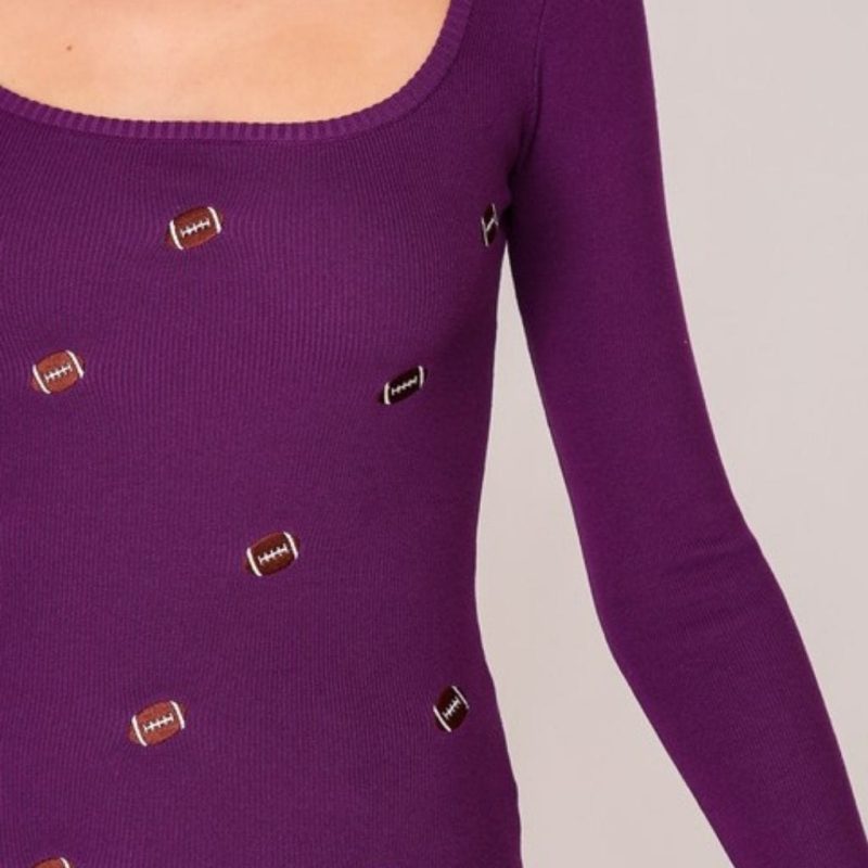 Purple Football Embroidered Longsleeve Top