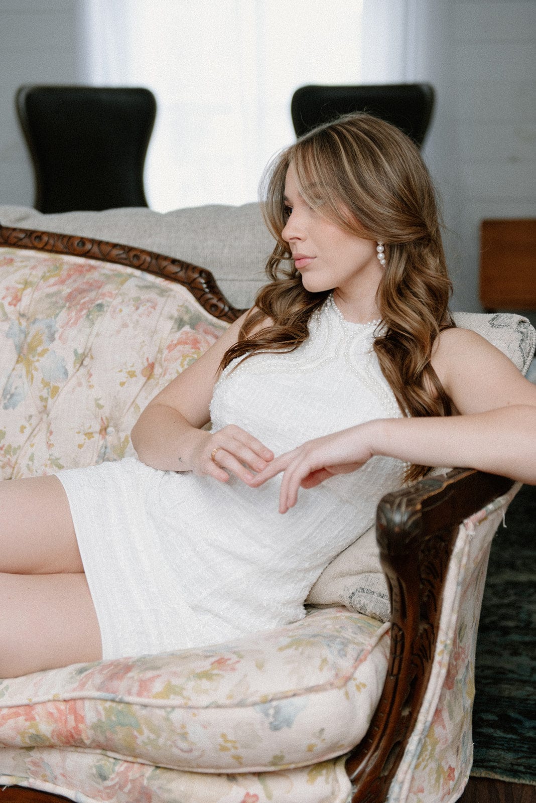 White Pearl Embellished Mini Dress - Image 3